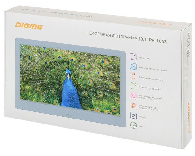 Фоторамка Digma 10.1" PF-1043 IPS 1280x800 белый пластик ПДУ Видео