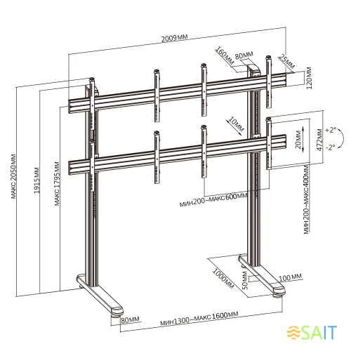Стойка для телевизора Cactus CS-FS-TV4-PRO черный 32"-70" макс.50кг напольный мобильный
