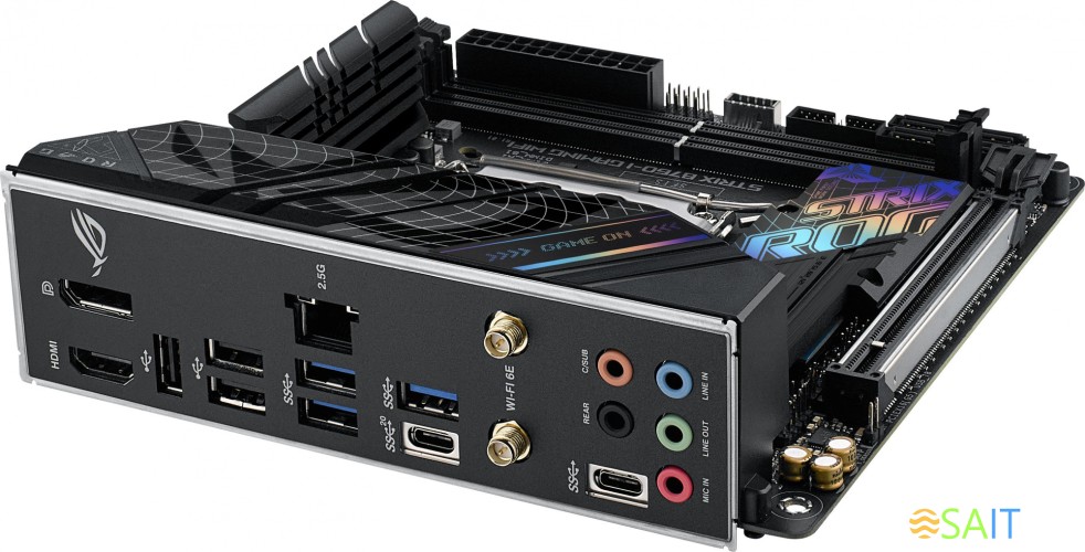 Материнская плата Asus ROG STRIX B760-I GAMING WIFI Soc-1700 Intel B760 2xDDR5 mini-ITX AC`97 8ch(7.1) 2.5Gg RAID+HDMI+DP