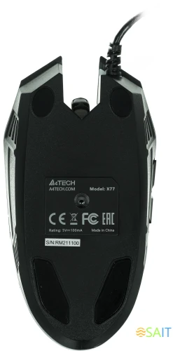 Мышь A4Tech X77 черный оптическая 2400dpi USB 8but (X77 (MAZE))
