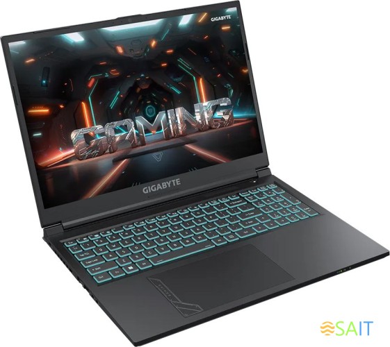 Ноутбук Gigabyte G6 Core i5 13500H 16Gb SSD512Gb NVIDIA GeForce RTX4050 6Gb 16" IPS FHD+ (1920x1200) Free DOS black WiFi BT Cam (MF-52KZ853SD)