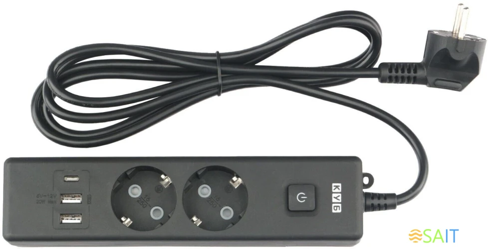 Сетевой удлинитель Powercube PC-5B-2M 1.9м (2 розетки) черный (коробка)