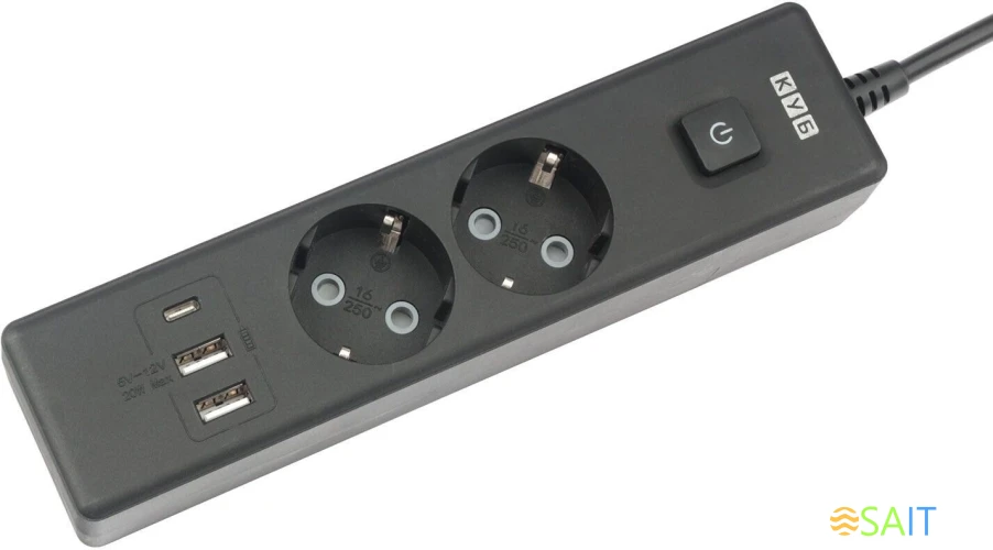 Сетевой удлинитель Powercube PC-5B-2M 1.9м (2 розетки) черный (коробка)