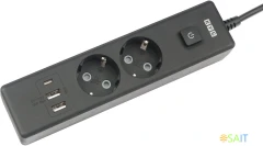 Сетевой удлинитель Powercube PC-5B-2M 1.9м (2 розетки) черный (коробка)