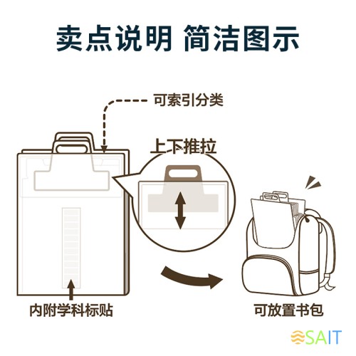 Папка-портфель Deli 72610 7 отдел. A4 полипропилен прозрачный