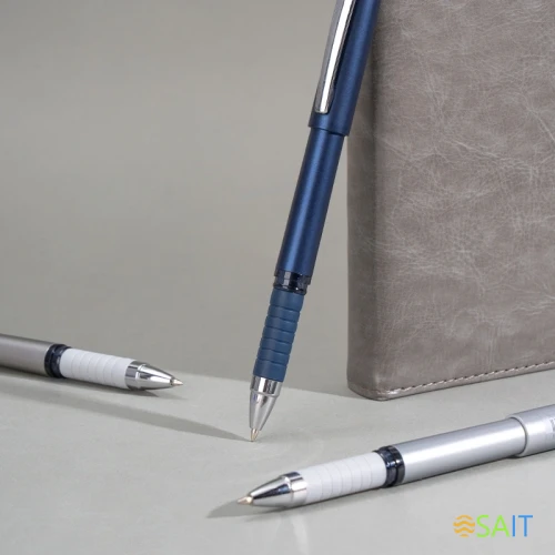 Ручка шариков. Deli EQ126-BL d=0.7мм син. черн. кругл.