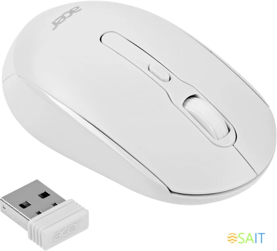Мышь Acer OMR308 белый оптическая 1600dpi беспров. USB 4but (ZL.MCECC.023)