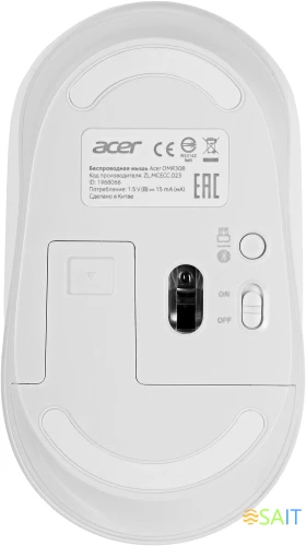 Мышь Acer OMR308 белый оптическая 1600dpi беспров. USB 4but (ZL.MCECC.023)