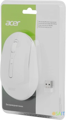 Мышь Acer OMR308 белый оптическая 1600dpi беспров. USB 4but (ZL.MCECC.023)