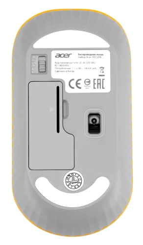 Мышь Acer OMR200 желтый оптическая 1200dpi беспров. USB для ноутбука 2but (ZL.MCEEE.020)