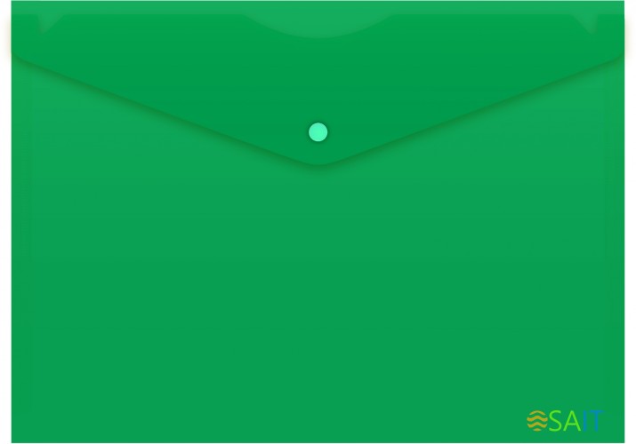 Конверт на кнопке Бюрократ -PK803ANGRN A4 непрозрачный пластик 0.18мм зеленый