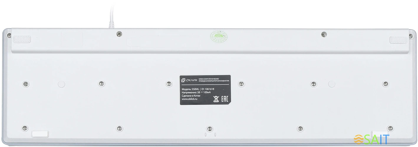 Клавиатура Оклик 550ML белый USB slim Multimedia LED