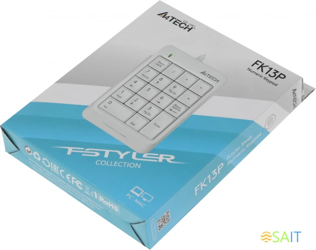 Числовой блок A4Tech Fstyler FK13P белый USB slim для ноутбука (FK13P WHITE)