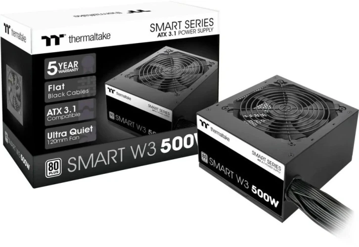 Блок питания Thermaltake ATX 500W Smart W3 Gen.5 80+ white (20+4pin) APFC 120mm fan 4xSATA RTL