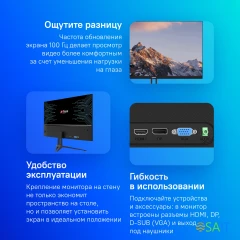 Монитор Dahua 27" DHI-LM27-B201E черный IPS LED 7ms 16:9 HDMI матовая 1000:1 300cd 178гр/178гр 1920x1080 100Hz VGA DP FHD 4.12кг