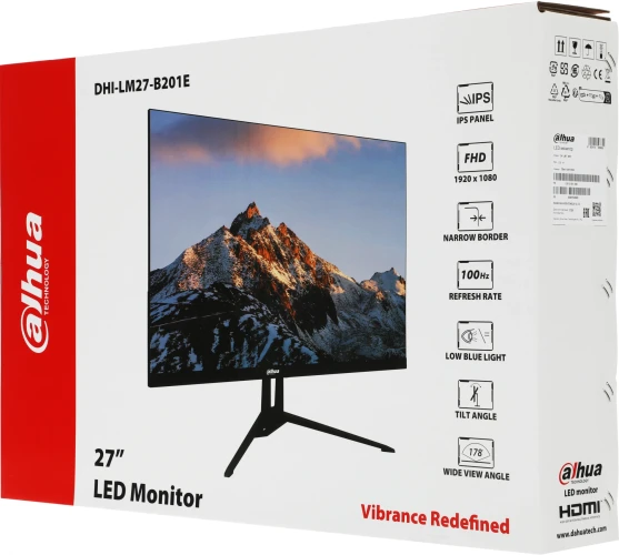 Монитор Dahua 27" DHI-LM27-B201E черный IPS LED 7ms 16:9 HDMI матовая 1000:1 300cd 178гр/178гр 1920x1080 100Hz VGA DP FHD 4.12кг