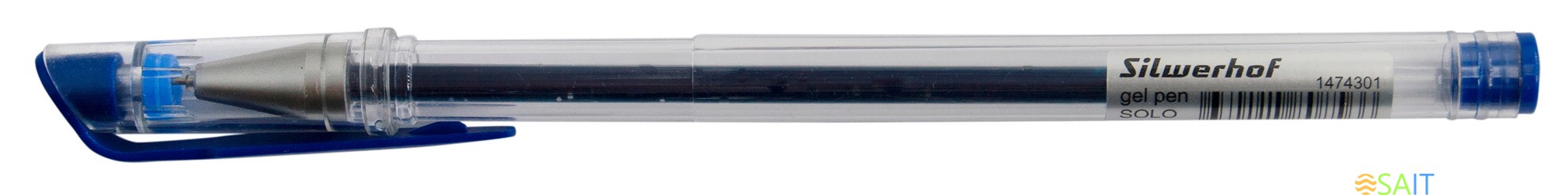 Ручка гелев. Silwerhof Solo d=0.5мм син. черн. кор.карт. сменный стержень игловидный пиш. наконечник линия 0.3мм