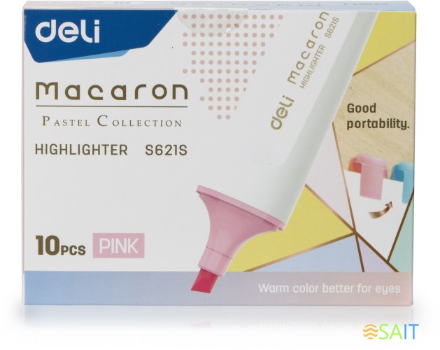 Текстовыделитель Deli ES621Spink Macaron скошенный пиш. наконечник 1-5мм розовый