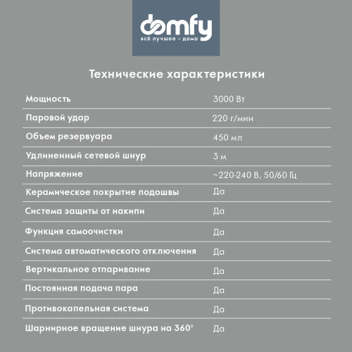 Утюг Domfy DSC-EI901 3000Вт черный/золотистый