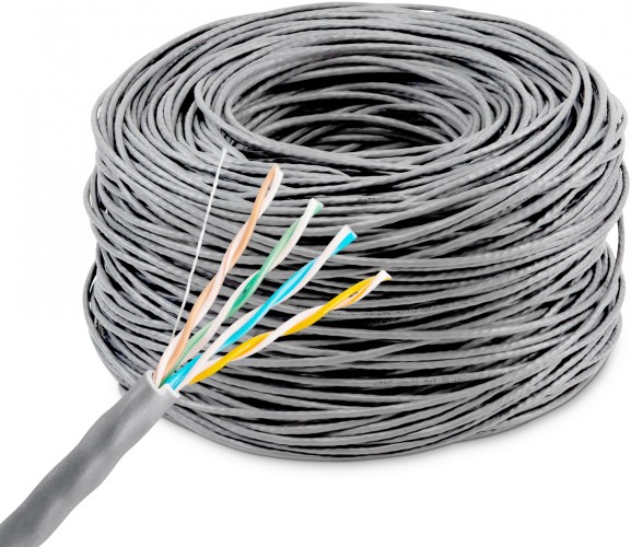 Кабель сетевой Buro BU-COP-048 UTP 4 пары cat.5E solid 0.48мм Cu 305м серый