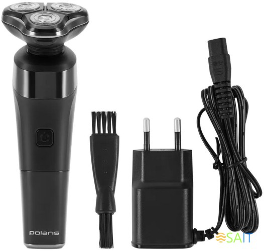 Бритва роторная Polaris PMR 0308RC реж.эл.:3 питан.:элек.сеть/аккум. черный