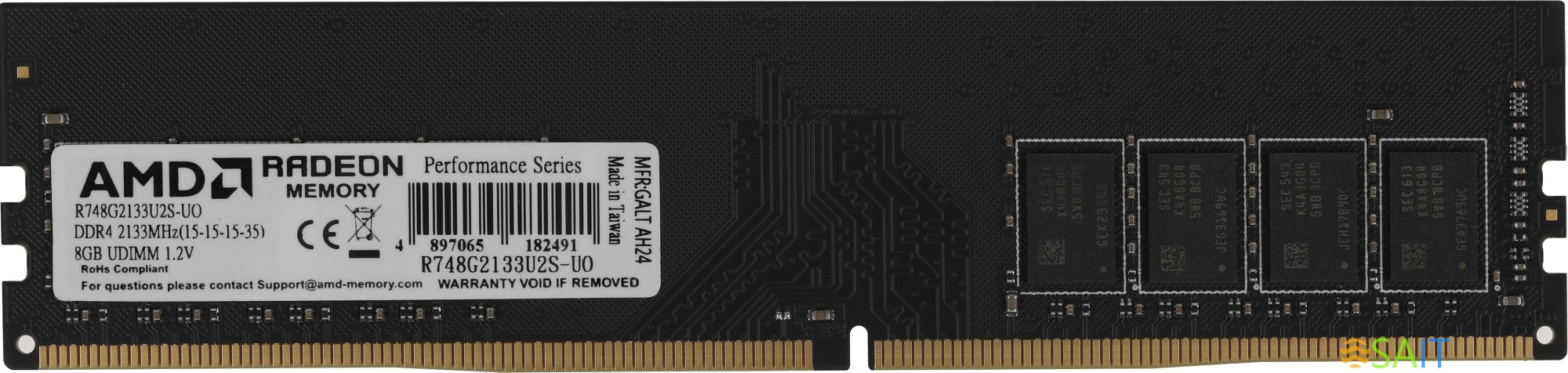Память DDR4 8Gb 2133MHz AMD R748G2133U2S-UO Radeon R7 Performance Series OEM PC4-17000 CL15 DIMM 288-pin 1.2В OEM