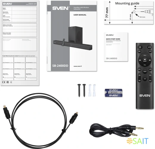 Саундбар Sven SB-2400DD 1.1 черный 400Вт BT