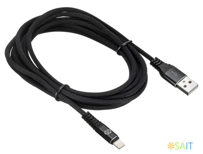 Кабель Digma LIGHT-3M-BRAIDED-BLK USB (m)-Lightning (m) 3м черный