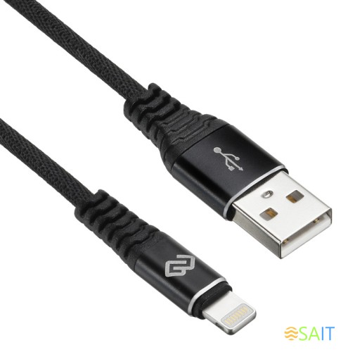 Кабель Digma LIGHT-3M-BRAIDED-BLK USB (m)-Lightning (m) 3м черный