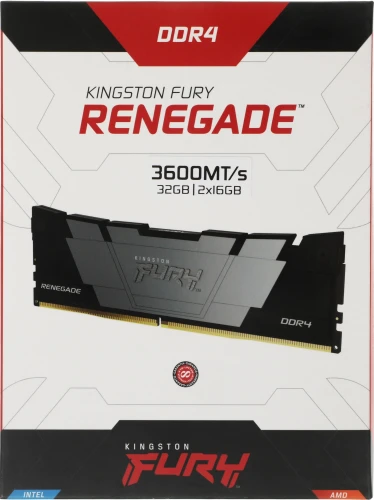 Память DDR4 2x16GB 3600MHz Kingston KF436C16RB12K2/32 Fury Renegade RTL Gaming PC4-28800 CL16 DIMM 288-pin 1.35В dual rank с радиатором Ret