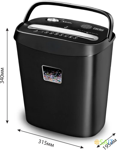 Шредер Cactus CS-SH-P4 черный (секр.P-4) фрагменты 8лист. 15лтр. скрепки скобы пл.карты