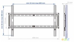 Кронштейн для телевизора Kromax IDEAL-1 черный 32"-90" макс.55кг настенный фиксированный