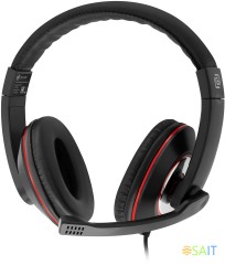 Наушники с микрофоном Оклик HS-L390G DRAGON черный/красный 1.8м мониторные оголовье (1100413)