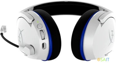 Наушники с микрофоном HyperX Stinger Core Wireless PS5 (CS002-WA) белый/голубой мониторные Radio оголовье (4P5J1AA)