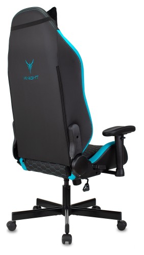 Кресло игровое Knight Neon черный/голубой соты эко.кожа с подголов. крестов. металл