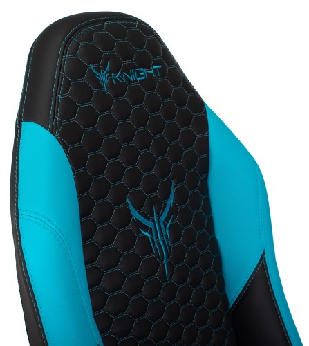 Кресло игровое Knight Neon черный/голубой соты эко.кожа с подголов. крестов. металл