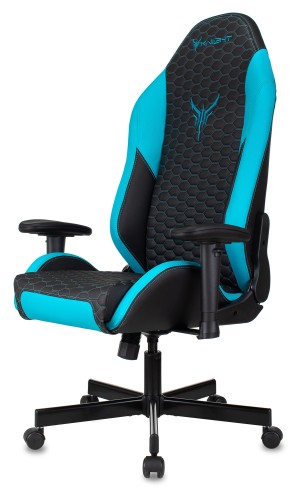 Кресло игровое Knight Neon черный/голубой соты эко.кожа с подголов. крестов. металл