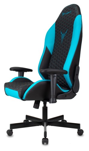 Кресло игровое Knight Neon черный/голубой соты эко.кожа с подголов. крестов. металл