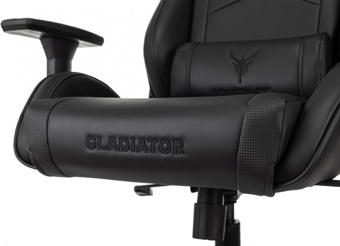Кресло игровое Knight Gladiator черный эко.кожа крестов. металл