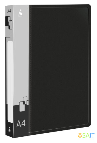 Папка на 4-х кольцах Бюрократ -0840/4RBLCK A4 пластик 0.8мм кор.40мм внутр. с вставкой черный