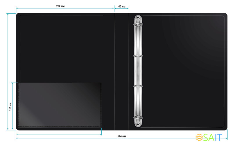 Папка на 4-х кольцах Бюрократ -0840/4RBLCK A4 пластик 0.8мм кор.40мм внутр. с вставкой черный
