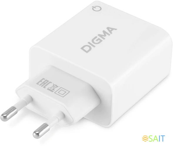 Сетевое зар./устр. Digma DGWC-2U-3A-WG 15.5W 3.1A+1A 2xUSB универсальное белый