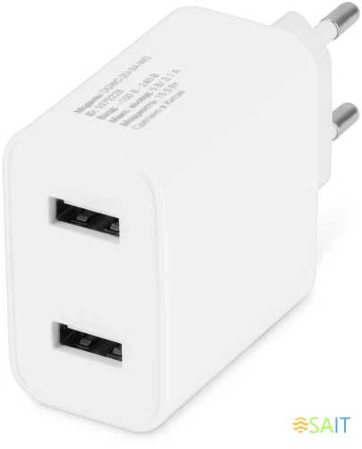 Сетевое зар./устр. Digma DGWC-2U-3A-WG 15.5W 3.1A+1A 2xUSB универсальное белый