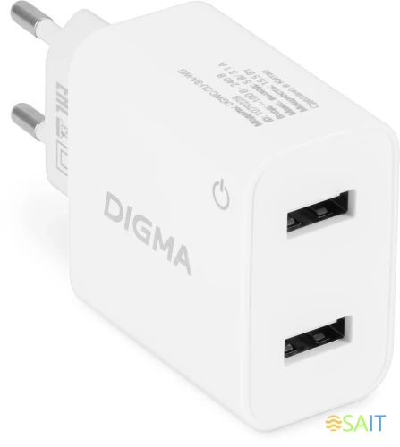Сетевое зар./устр. Digma DGWC-2U-3A-WG 15.5W 3.1A+1A 2xUSB универсальное белый