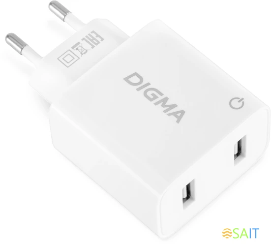 Сетевое зар./устр. Digma DGWC-2U-3A-WG 15.5W 3.1A+1A 2xUSB универсальное белый