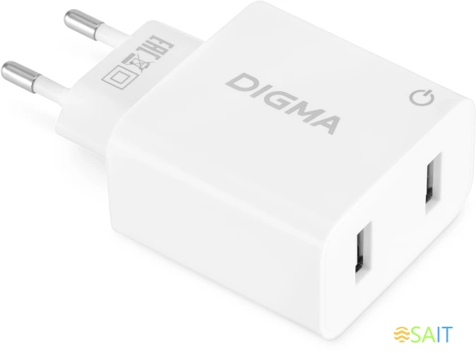 Сетевое зар./устр. Digma DGWC-2U-3A-WG 15.5W 3.1A+1A 2xUSB универсальное белый