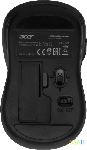 Мышь Acer OMR303 черный оптическая 1600dpi беспров. USB 6but (ZL.MCECC.01Y)