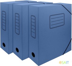 Папка архивная на резинке Silwerhof микрогофрокартон корешок 75мм синий (упак.:3шт)