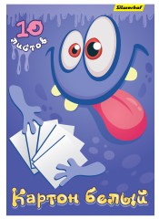 Картон белый Silwerhof немелованная 10л. A4 Монстрики папка