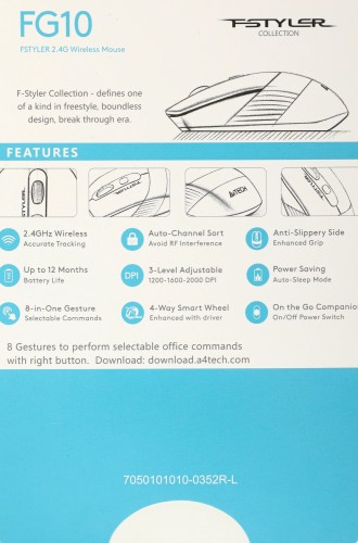 Мышь A4Tech Fstyler FG10 черный/синий оптическая 2000dpi беспров. USB 4but (FG10 BLUE)